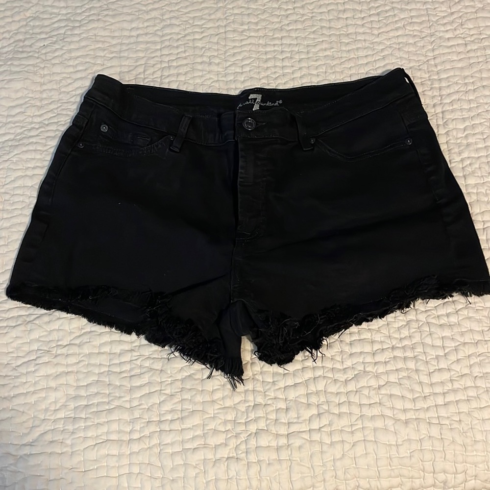 Seven for All Mankind Black Denim Cut Off Shorts - Size 31